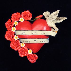 "Hoy Mas Que Nunca Te Amo" (I love you today more than ever) - Retablo Heart Ornament