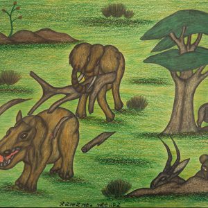 Elephant Chasing Hippo