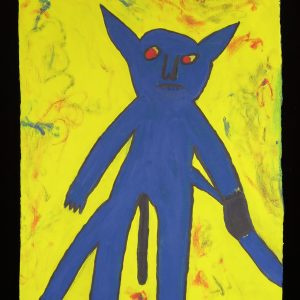 Blue Dog on Yellow