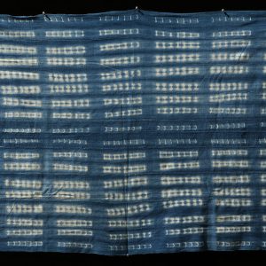 Indigo stitch-resist-dyed strip-weave cotton cloth