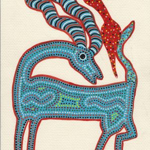 Blue Deer with Red Bird