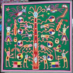 "Arbol del Viento" (Tree of the winds) - Nierika Yarn Painting