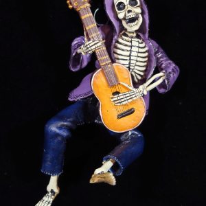 Calavera Guitarist with Hoodie - retablo figure