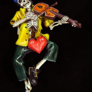 Calavera Violinist - retablo figure