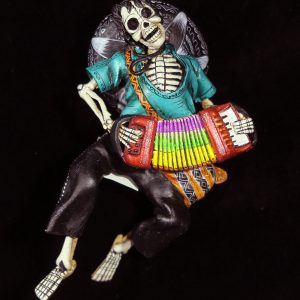 Calavera Accordionist - retablo figure