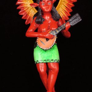 Diabla with Mandolin - Retablo Sculpture