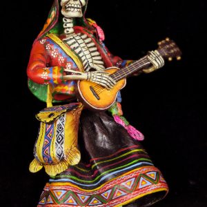 Calavera Guitarist of the Sierra - retablo sculpture