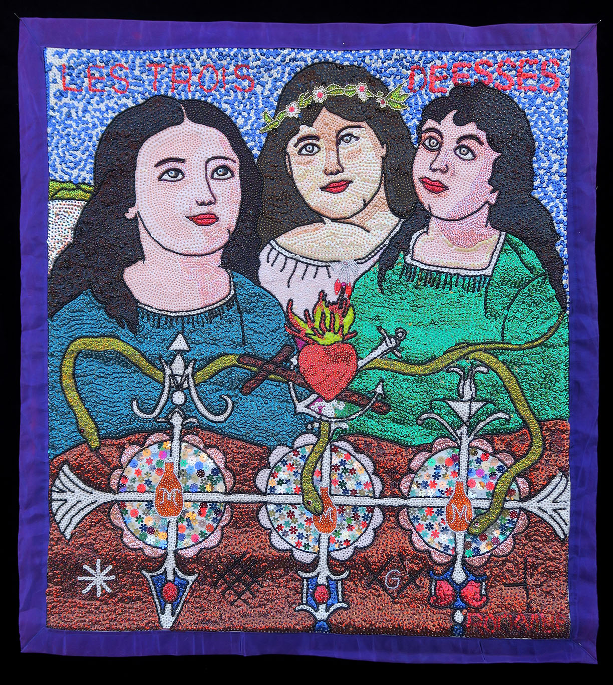Les Trois Déesses (Three Graces/Marassa Trois) - Vodou flag