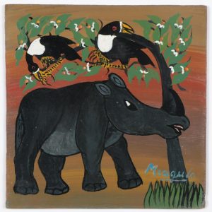 Rhino with Two Hornbills