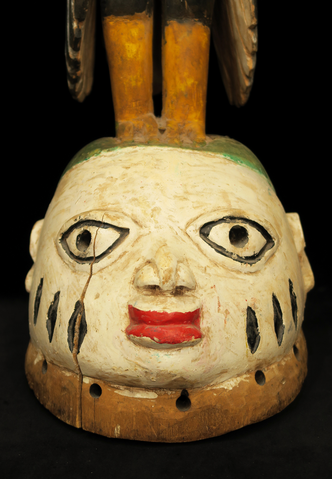 Fon Gelede Mask Surmounted by Bird with Movable Wings