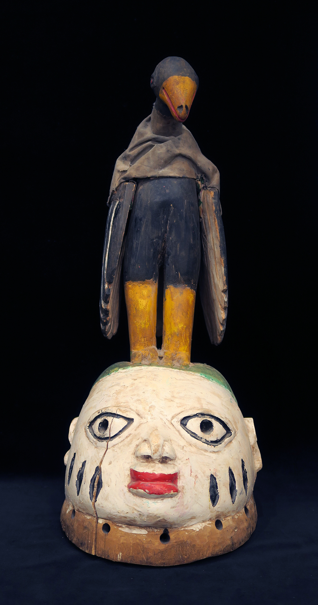 Fon Gelede Mask Surmounted by Bird with Movable Wings