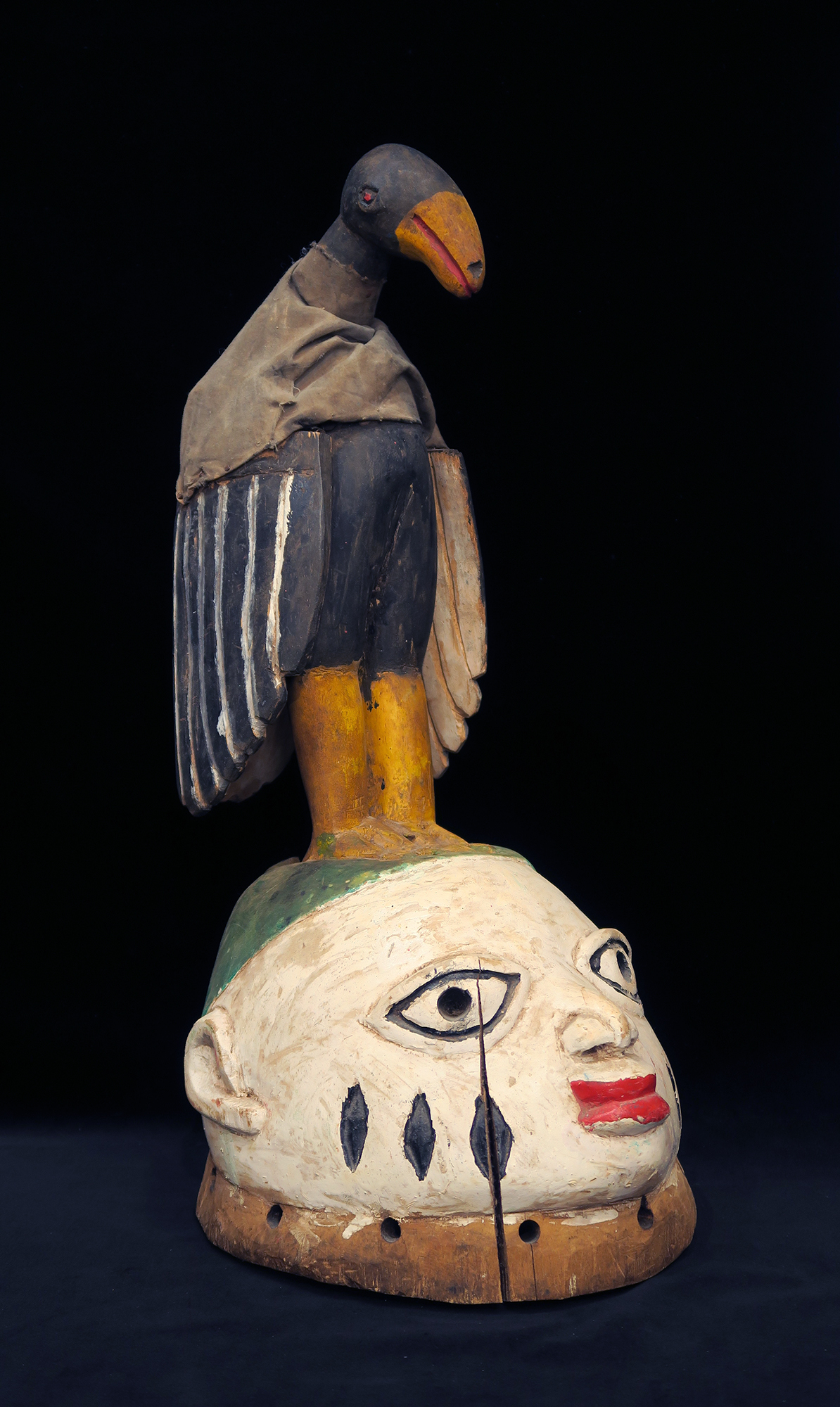 Fon Gelede Mask Surmounted by Bird with Movable Wings