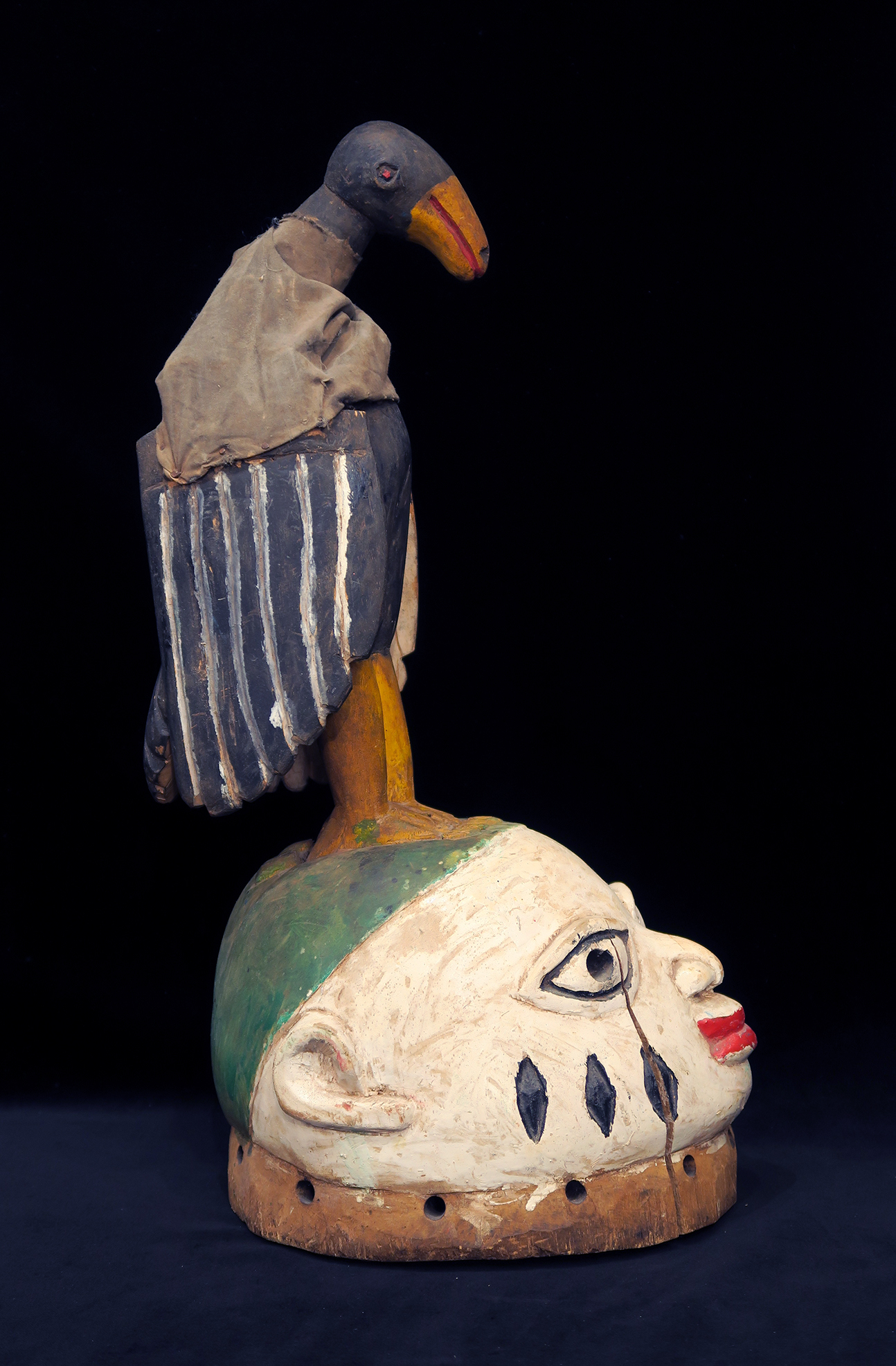 Fon Gelede Mask Surmounted by Bird with Movable Wings