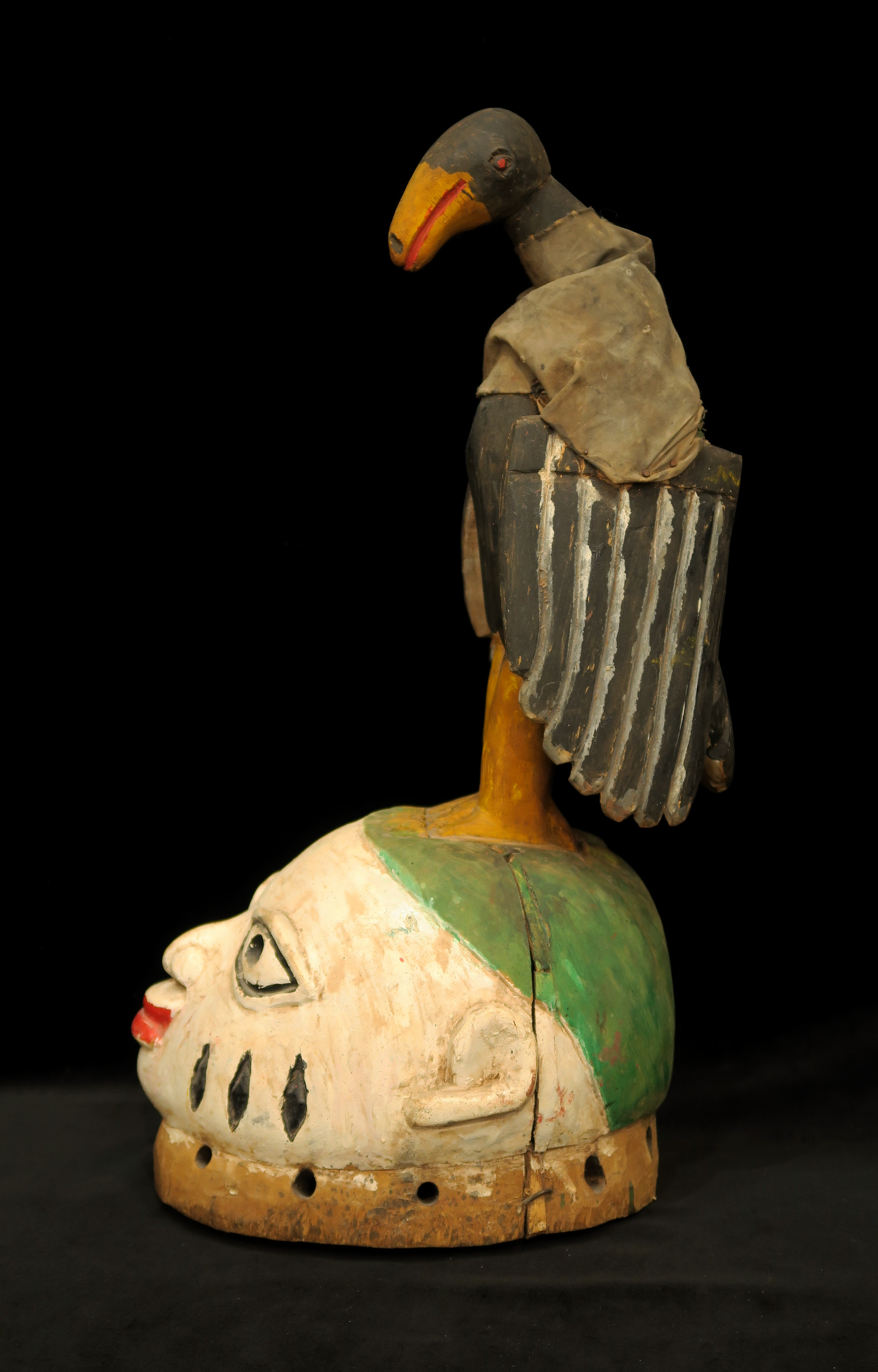 Fon Gelede Mask Surmounted by Bird with Movable Wings