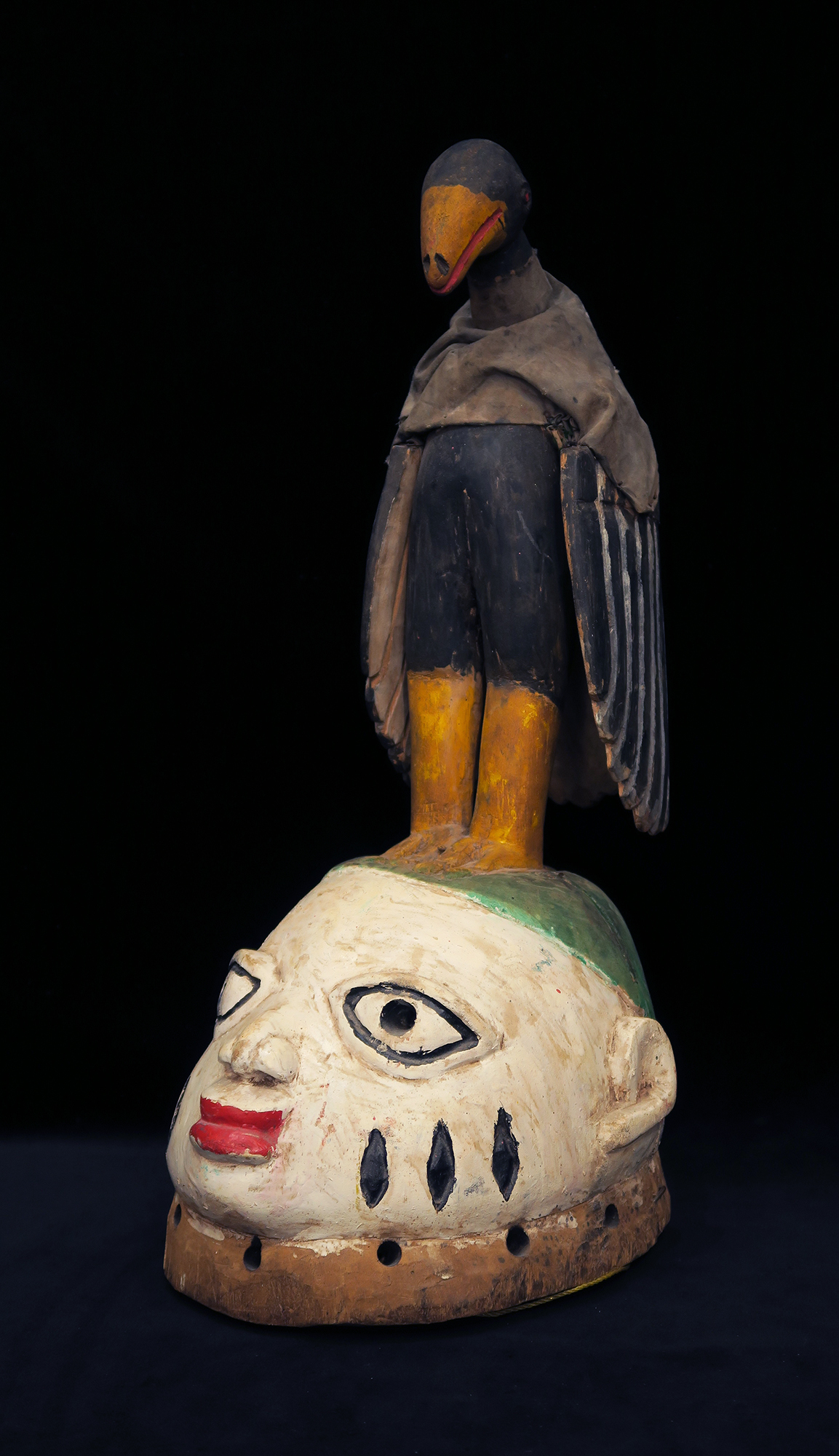 Fon Gelede Mask Surmounted by Bird with Movable Wings