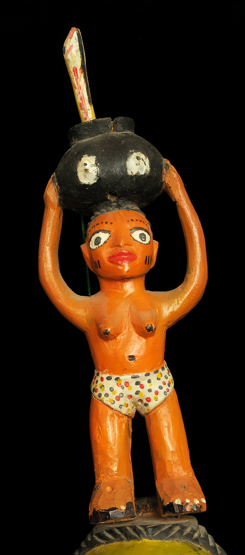 Fon Gelede Mask Surmounted by Woman Carrying Snake in Jar