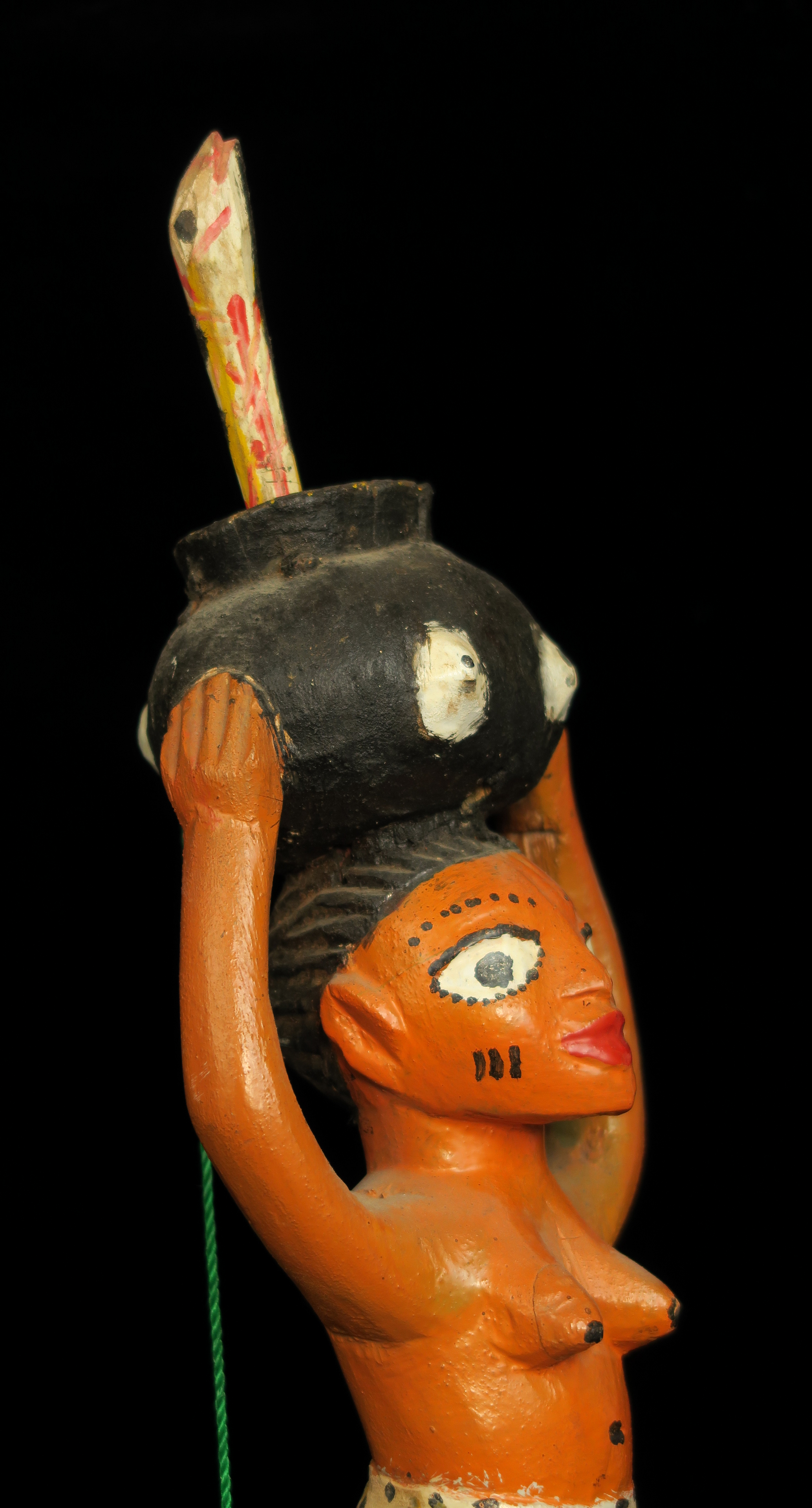 Fon Gelede Mask Surmounted by Woman Carrying Snake in Jar