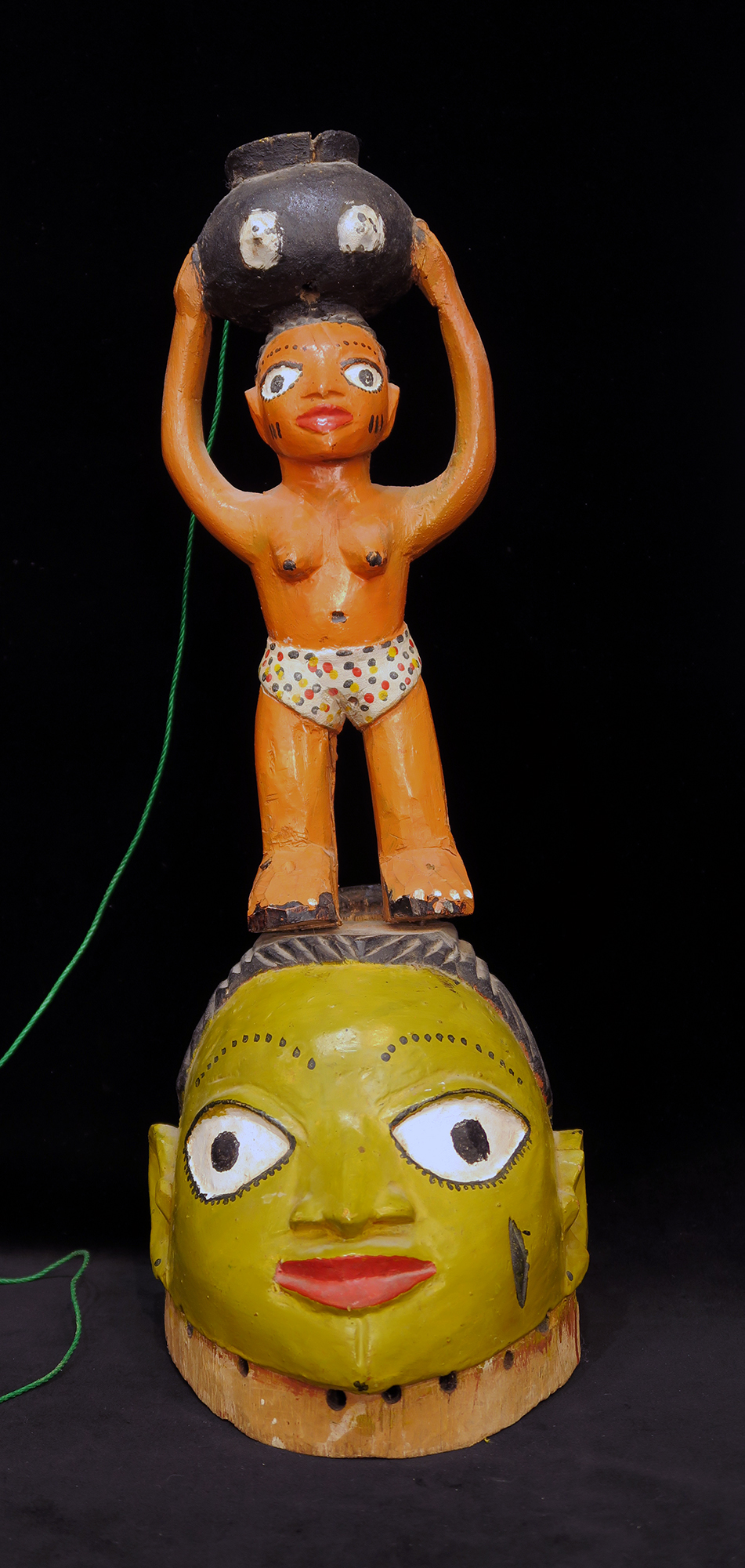 Fon Gelede Mask Surmounted by Woman Carrying Snake in Jar