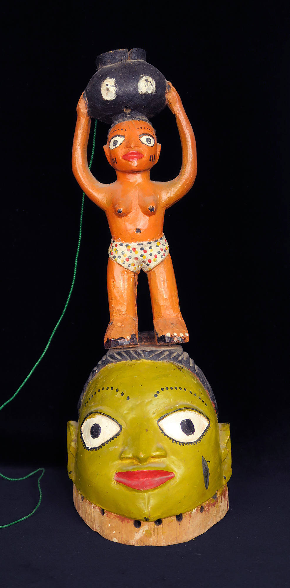 Fon Gelede Mask Surmounted by Woman Carrying Snake in Jar