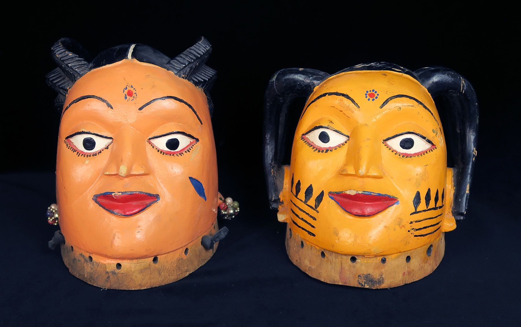 Pair of Fon Gelede Masks from Benin