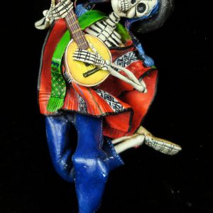 Calavera Musician of the Sierra - retablo sculpture