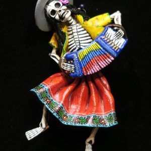 Calavera Accordionist of the Sierra - retablo sculpture