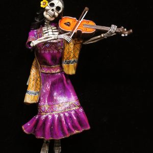Calavera Violinist - retablo sculpture