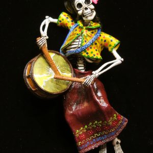Calavera Drummer - retablo sculpture