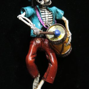 Calavera Drummer - retablo sculpture