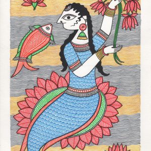 Matsya Holding Lotus Flowers