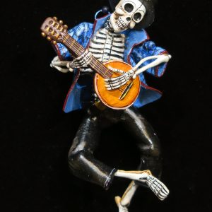 Calavera with Mandolin - retablo figure