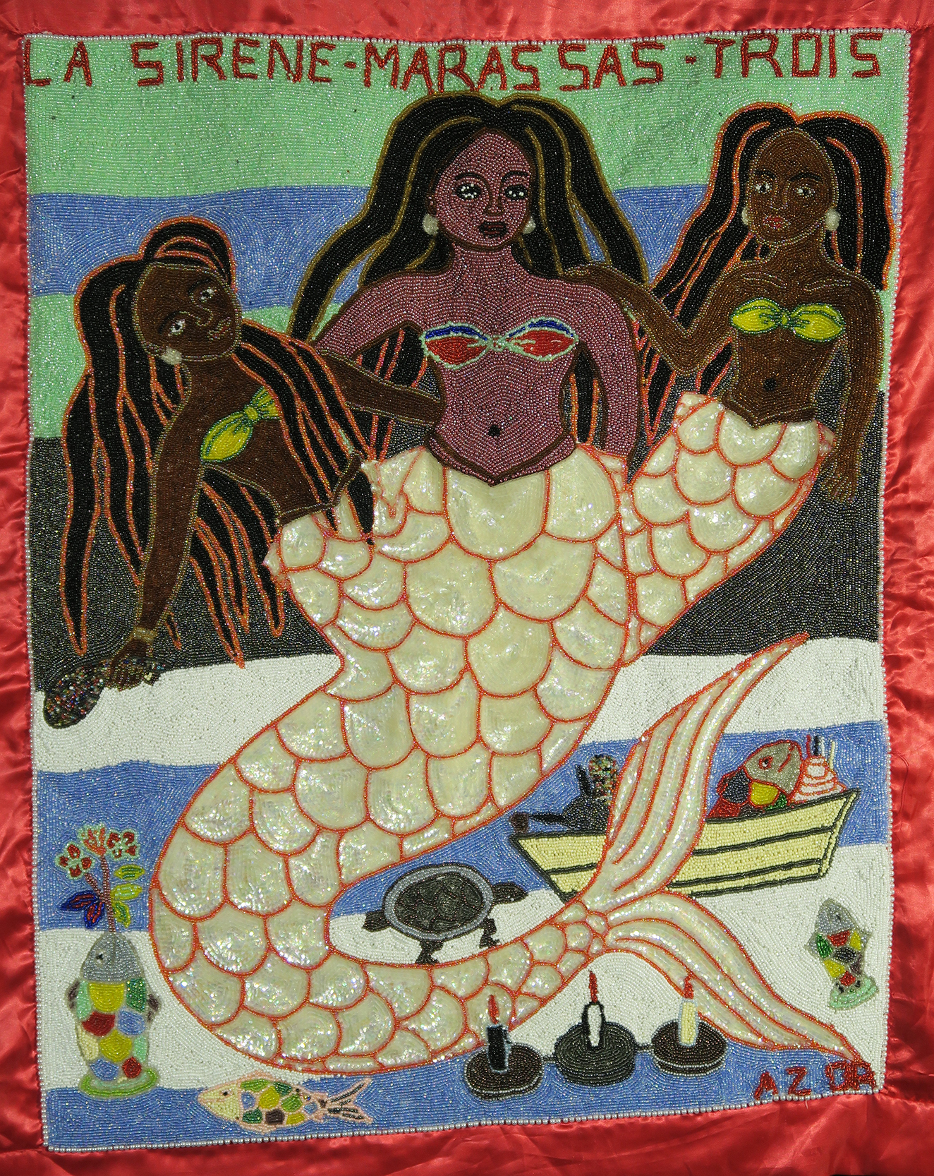 La Sirene - Marassas - Trois Beaded Vodou Flag