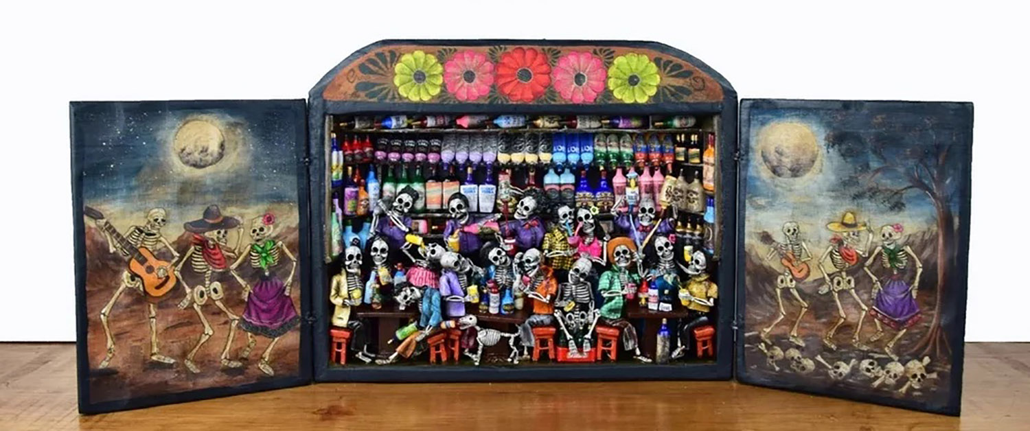 Cantina de los Muertos (Cantina of the Dead) Retablo (version 9)