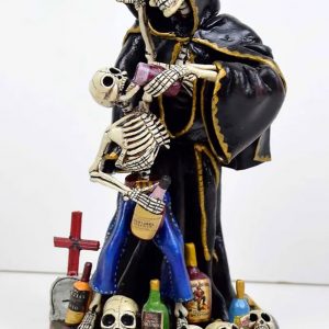 Grim Reaper and Drinker - Calavera Sculpture