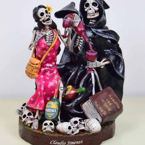 Grim Reaper's Party in the Cemetery - Calavera Sculpture