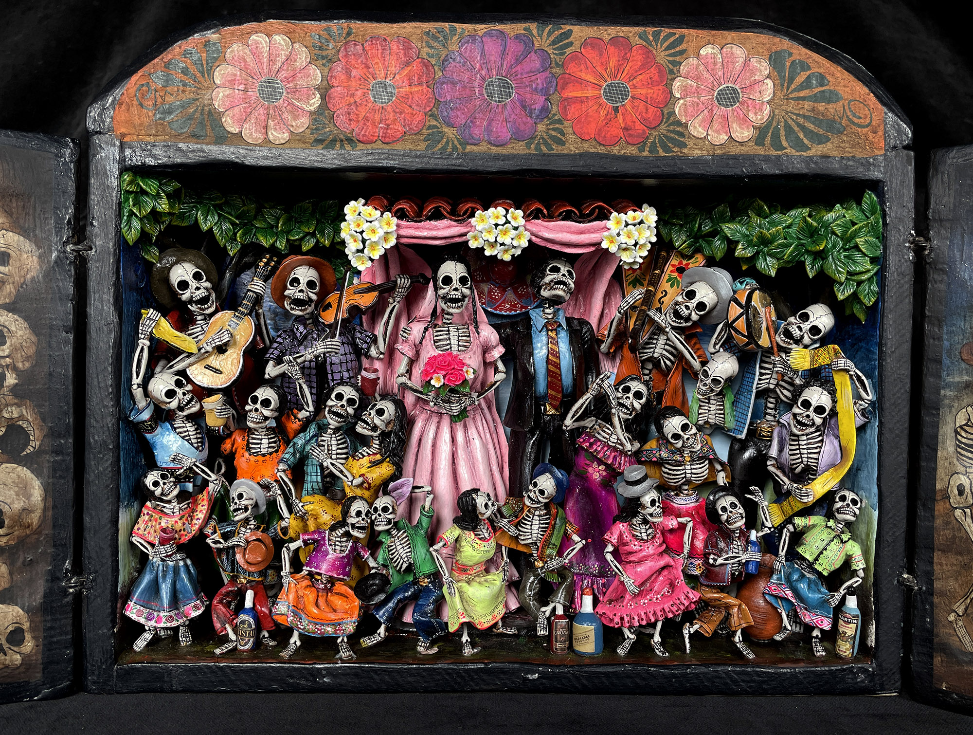 Boda de los Muertos (Skeleton Wedding - version 7) - Retablo