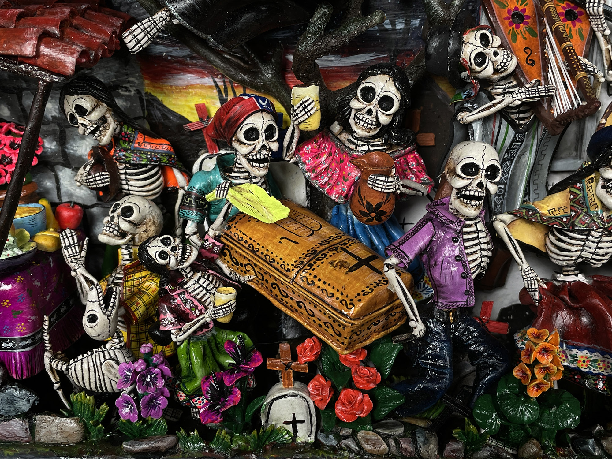 Party in the Cemetery - Day of the Dead Retablo (Version 23)