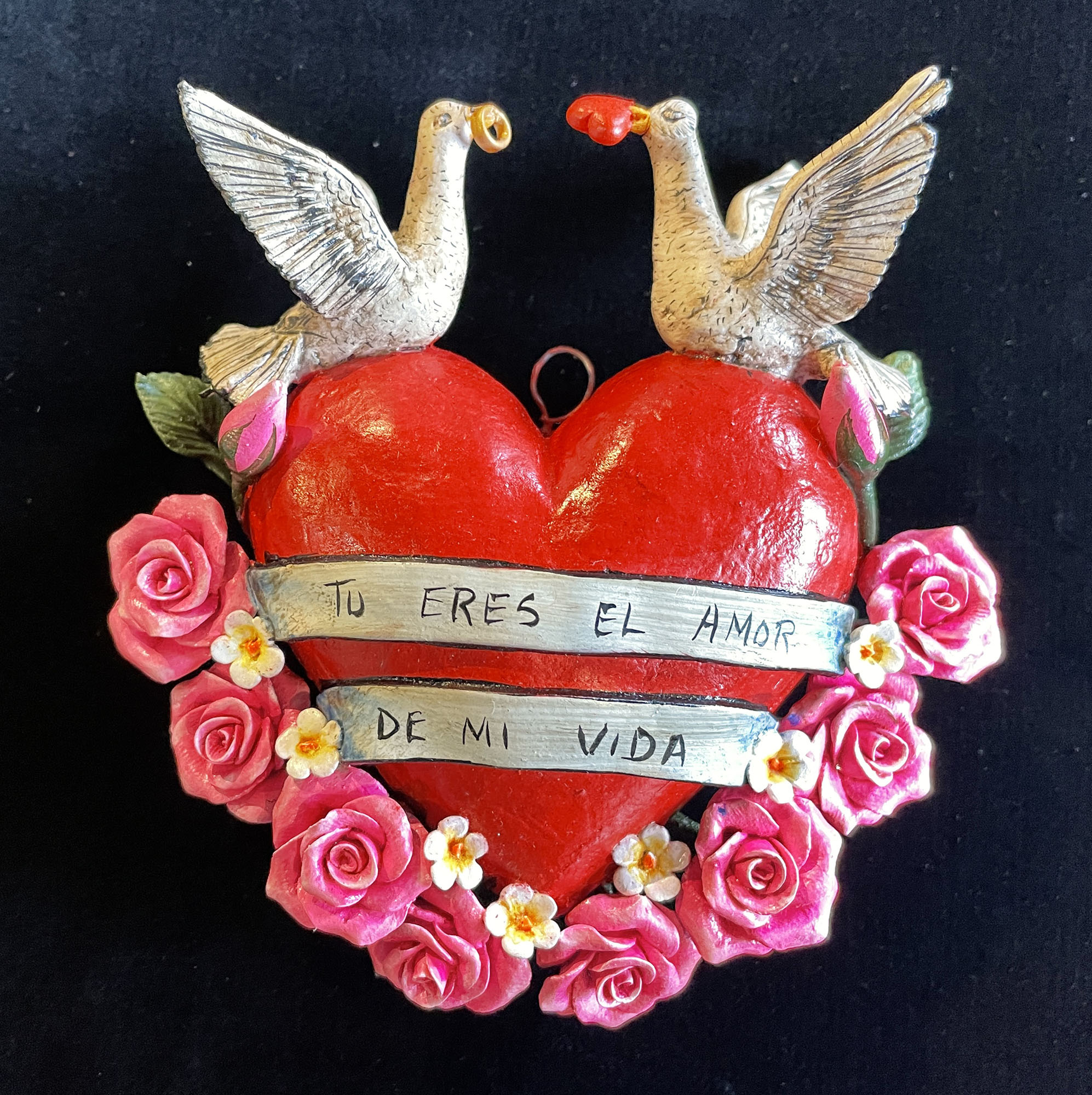 "Tu Eres el Amor de mi Vida" - Retablo Heart Ornament