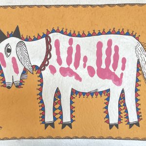 Goat painted with Handprints for Tihar Festival