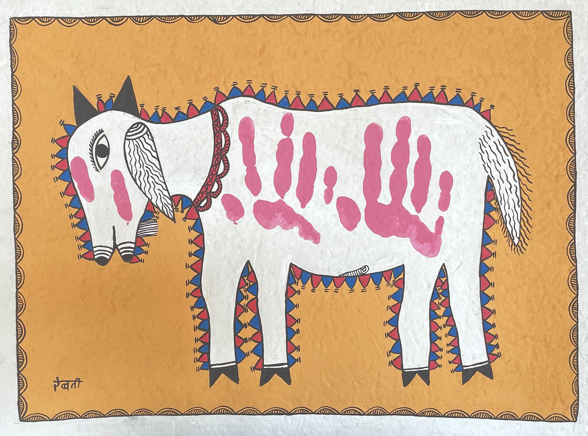 Goat painted with Handprints for Tihar Festival