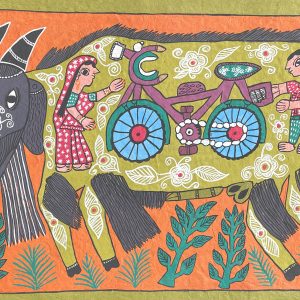 Goat Painted with Bicycle Scene