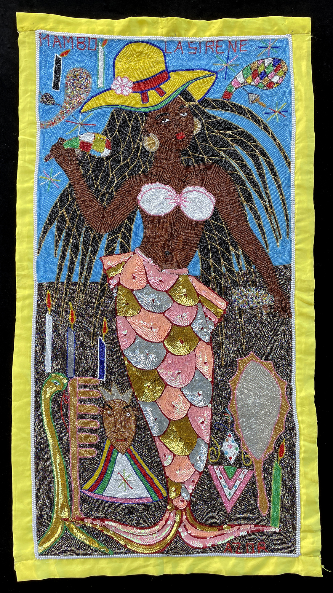 Mambo La Sirene - Beaded Vodou Flag