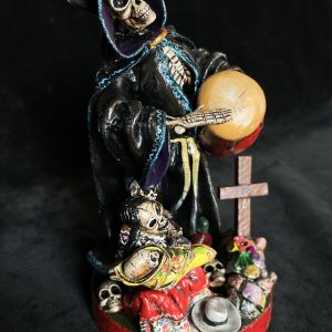 Grim Reaper Drummer in the graveyard - Retablo Sculpture