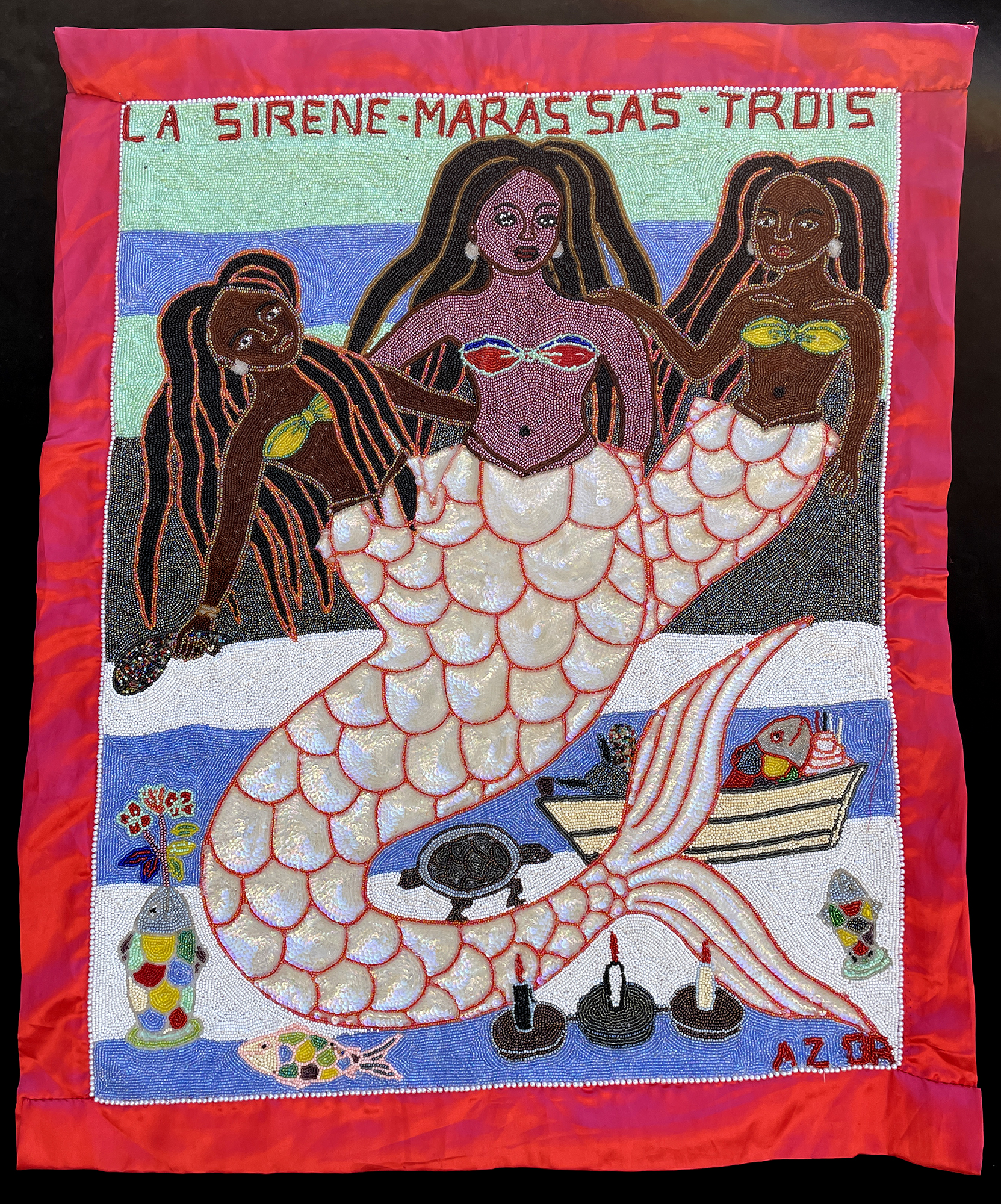 La Sirene - Marassas - Trois Beaded Vodou Flag