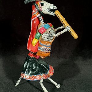 Calavera Flautist Dog - Retablo Figure