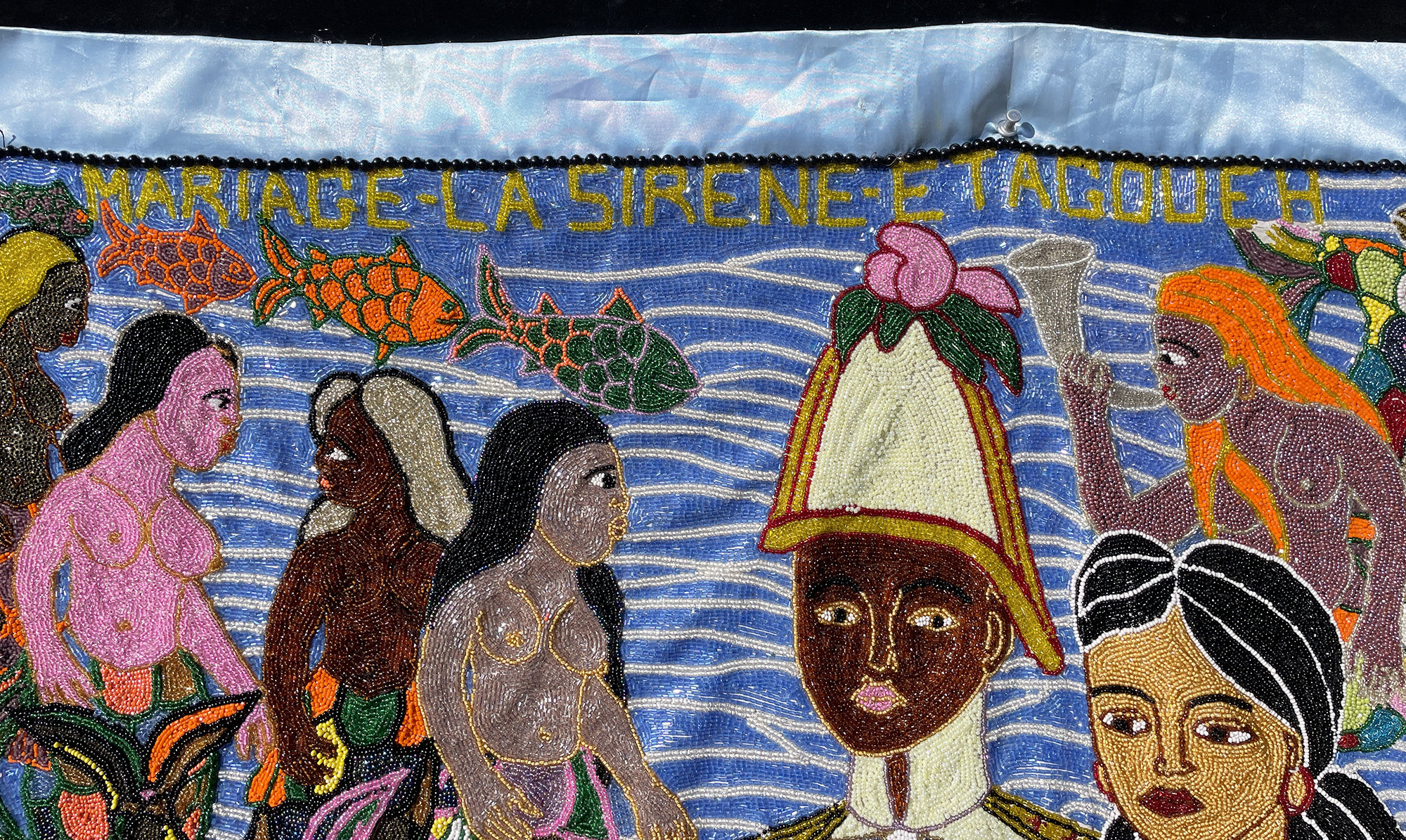 Mariage La Sirene et Agoueh - Beaded Vodou Flag