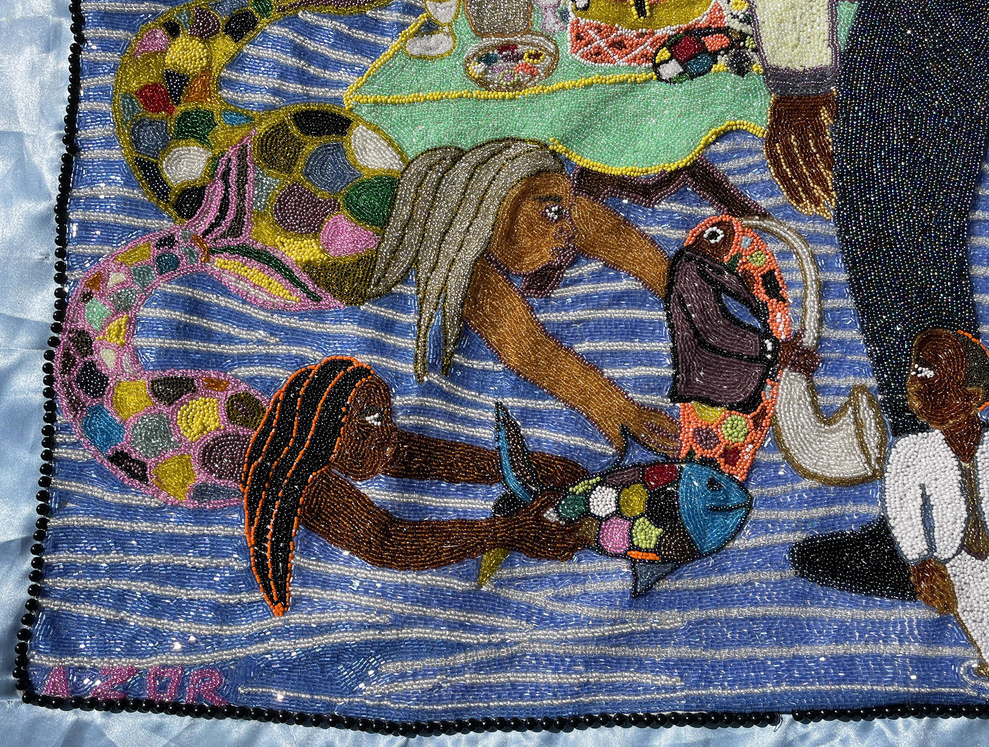 Mariage La Sirene et Agoueh - Beaded Vodou Flag