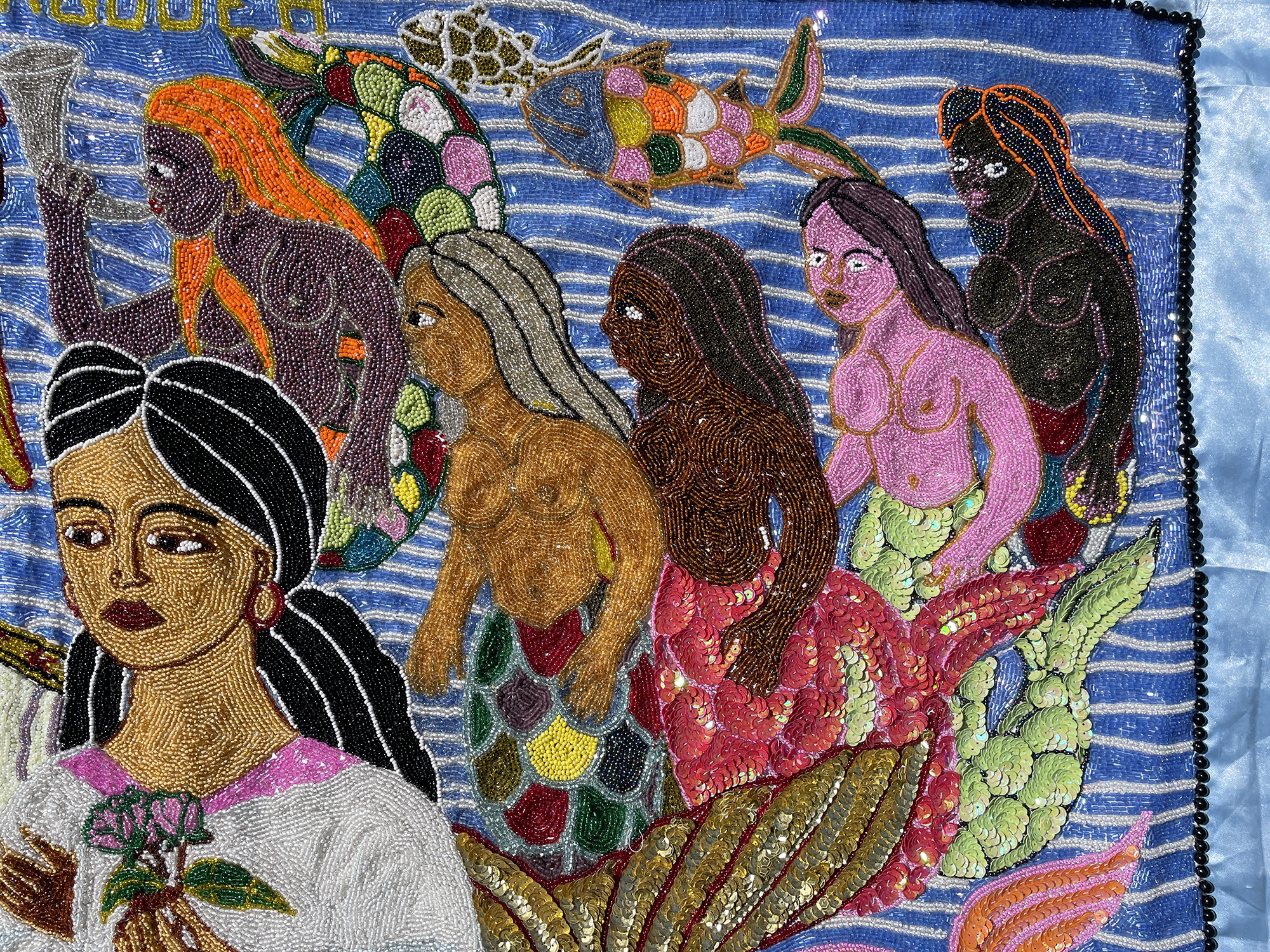 Mariage La Sirene et Agoueh - Beaded Vodou Flag