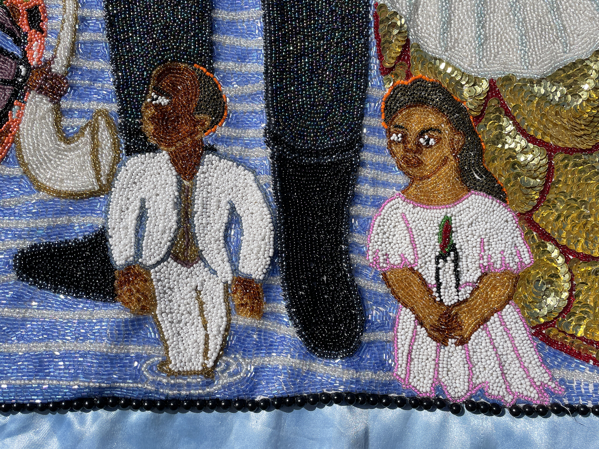 Mariage La Sirene et Agoueh - Beaded Vodou Flag