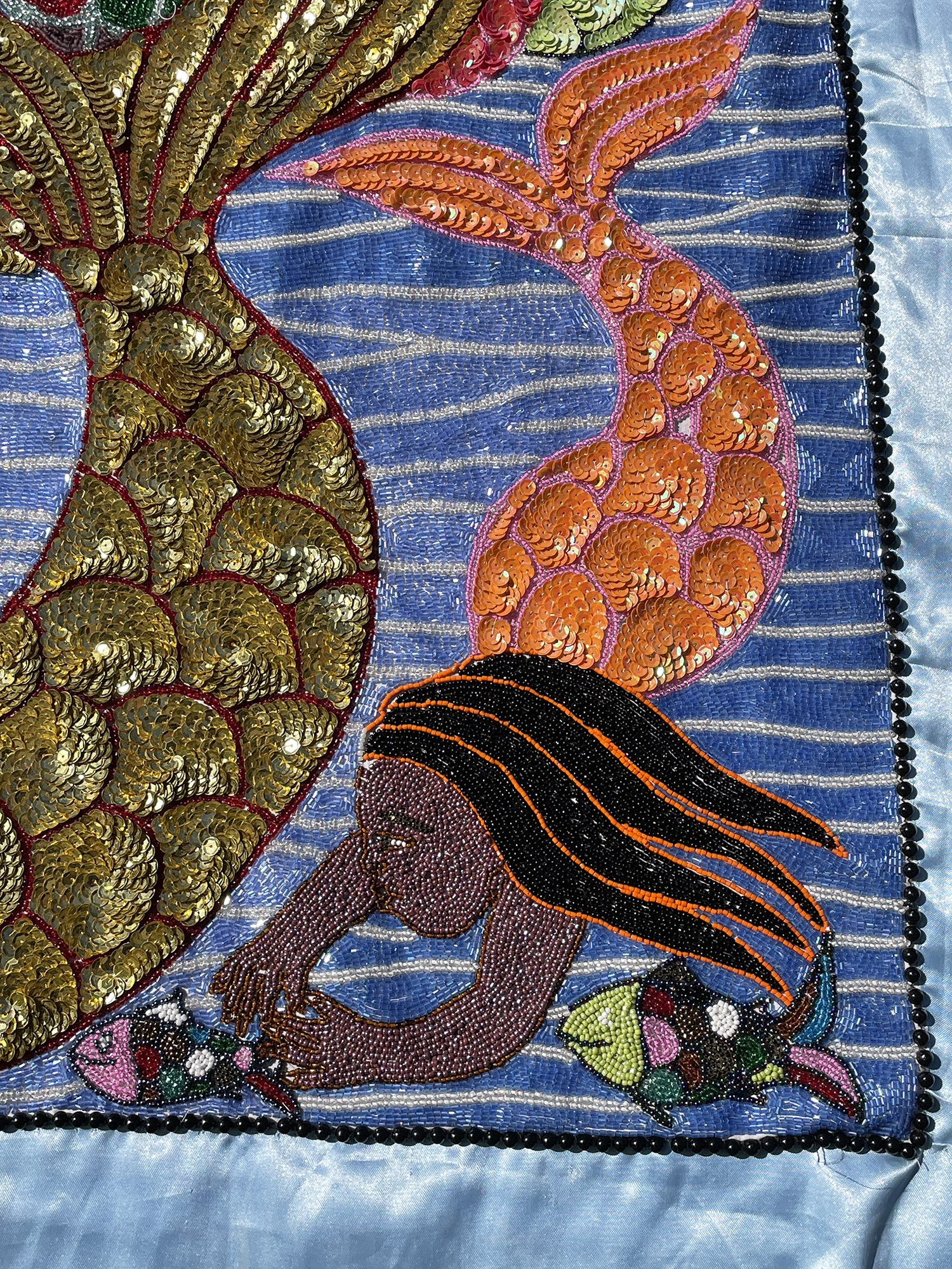 Mariage La Sirene et Agoueh - Beaded Vodou Flag